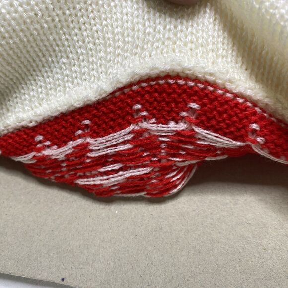 2 VTG NOS Santa Christmas Cap Hat Stocking Red Knit Snowflakes Pom Pom Sweater - Picture 7 of 9